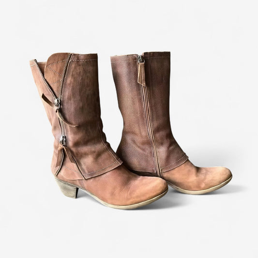 Natalia | Botas altas de mujer marrones con cremallera